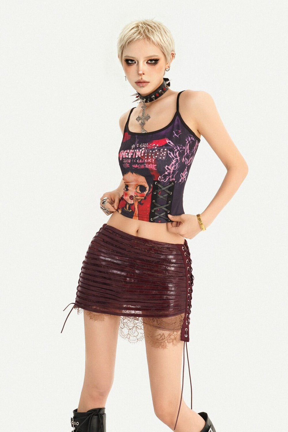 Gothic Lace Pleated Skirt