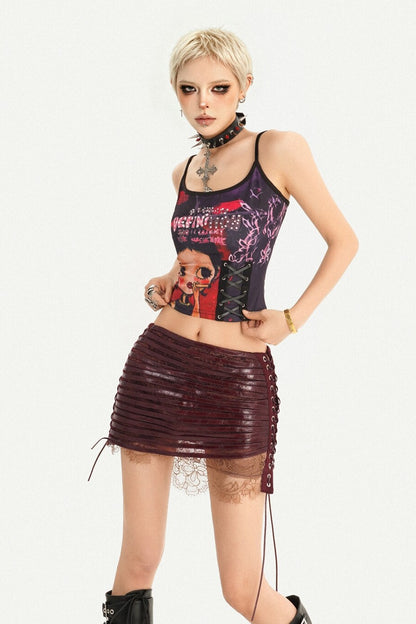 Gothic Lace Pleated Skirt