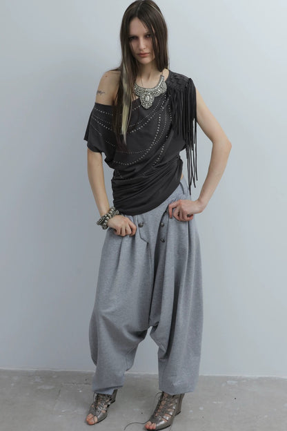Rhinestone Off-Shoulder Batwing Blouse