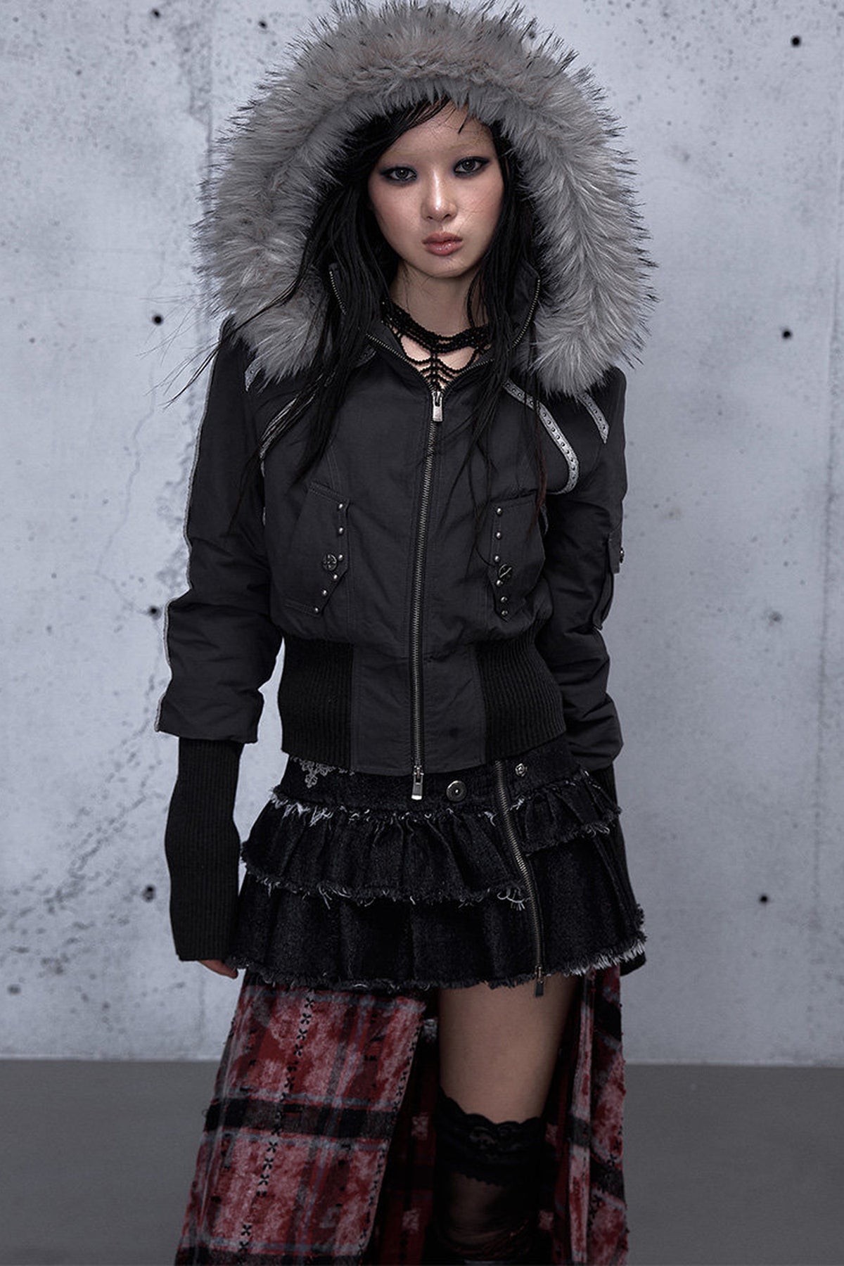 Hooded Fur Collar Parka Outer
