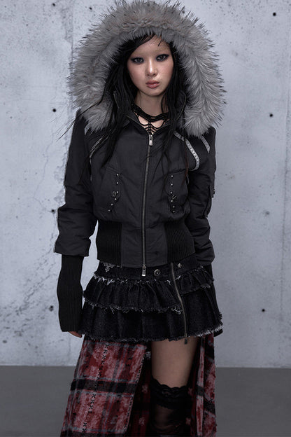 Hooded Fur Collar Parka Outer
