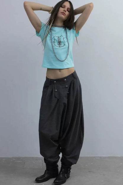 Y2K Rhinestone Cropped T-Shirt