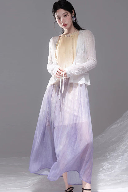 Gradient Sunset Halter Dress