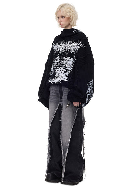 Y2K Patchwork Hooded Knit Hoodie