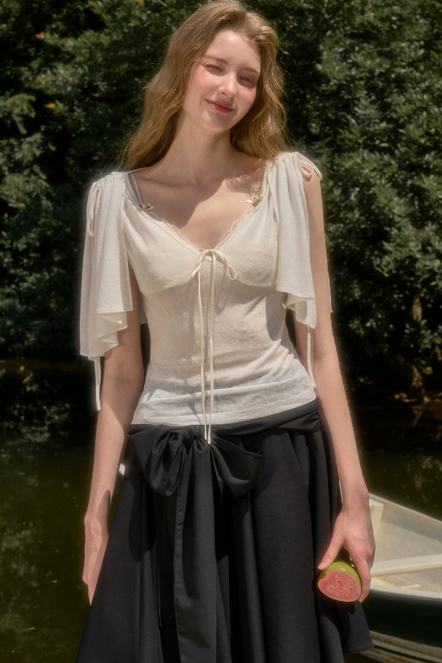 Cape-Style Short-Sleeve Top and Dress Set-Up
