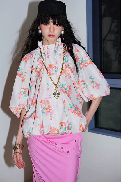 Semi-Sheer Printed Sun Top