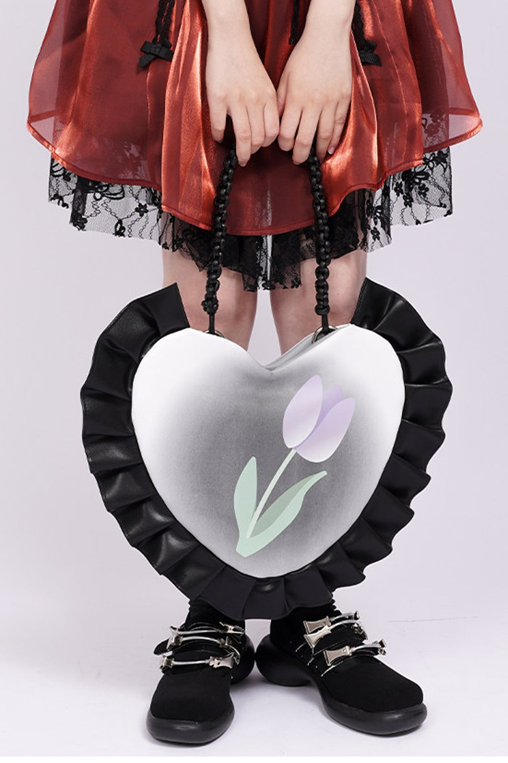 Tulip Heart Woven Crossbody Bag