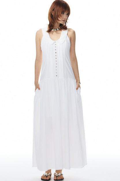 White Low-Neck Dress