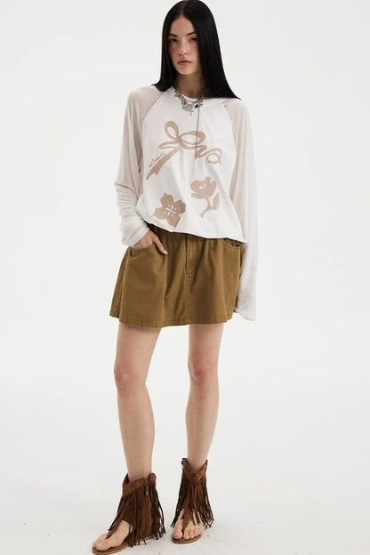 Bowknot Floral Long Sleeve Top