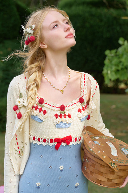 Christmas Berry Knitted Cardigan and Dress Set-Up