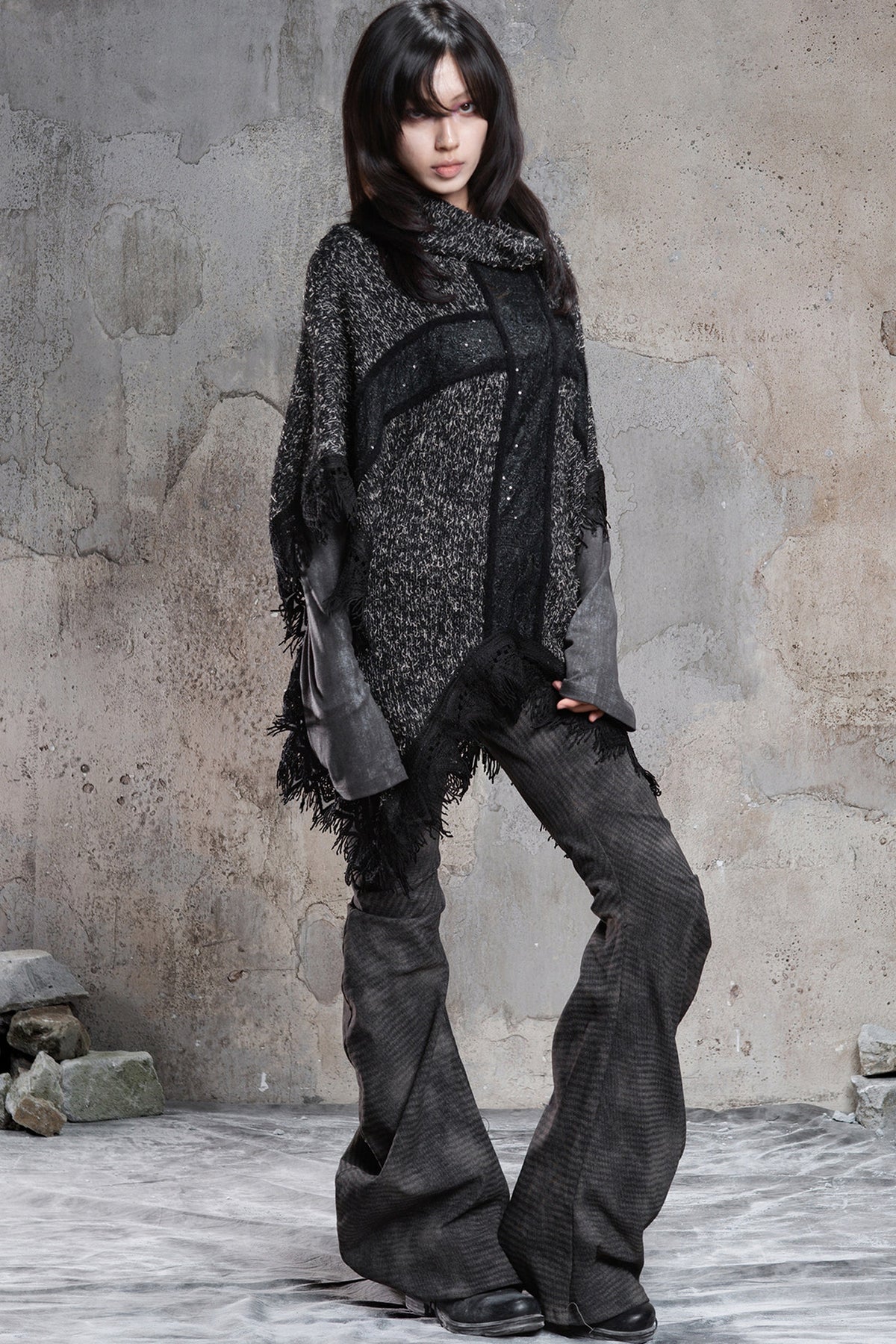 Punk Tassel Knit Cape