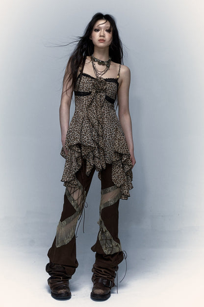 Irregular Floral Leopard Dress