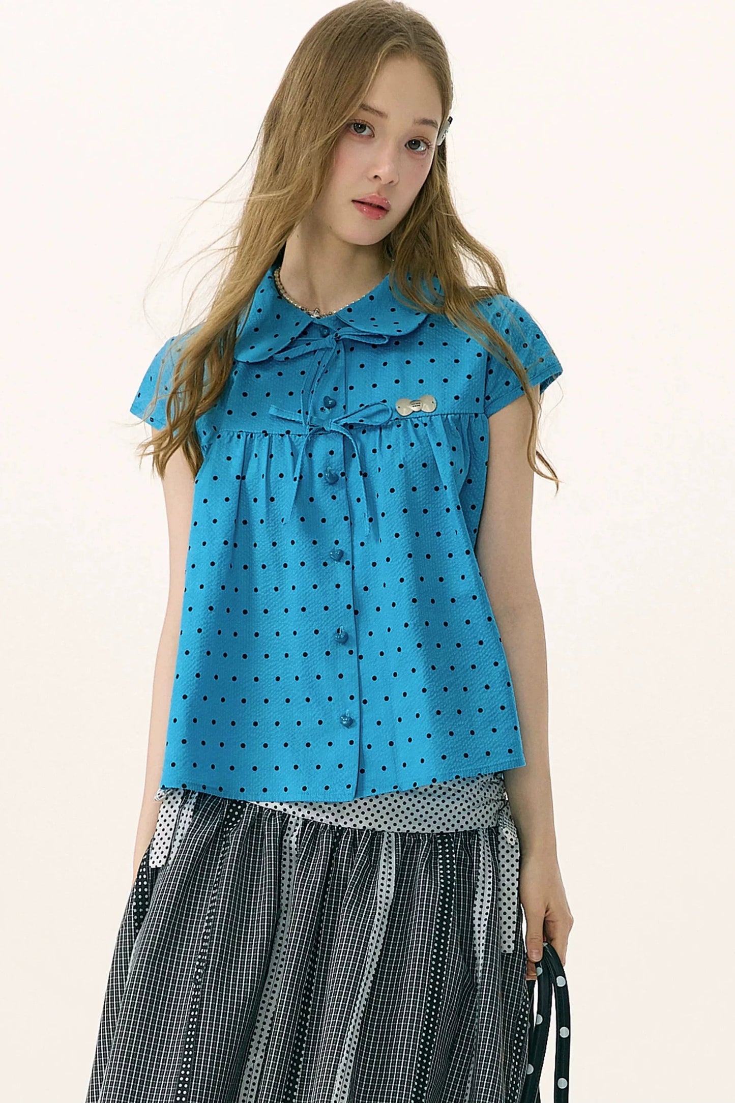 Doll Collar Polka Dot Blouse