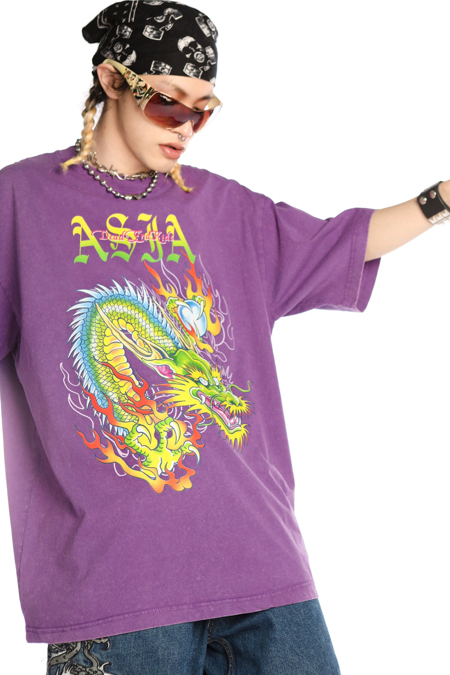 Dragon Print Loose Blouse