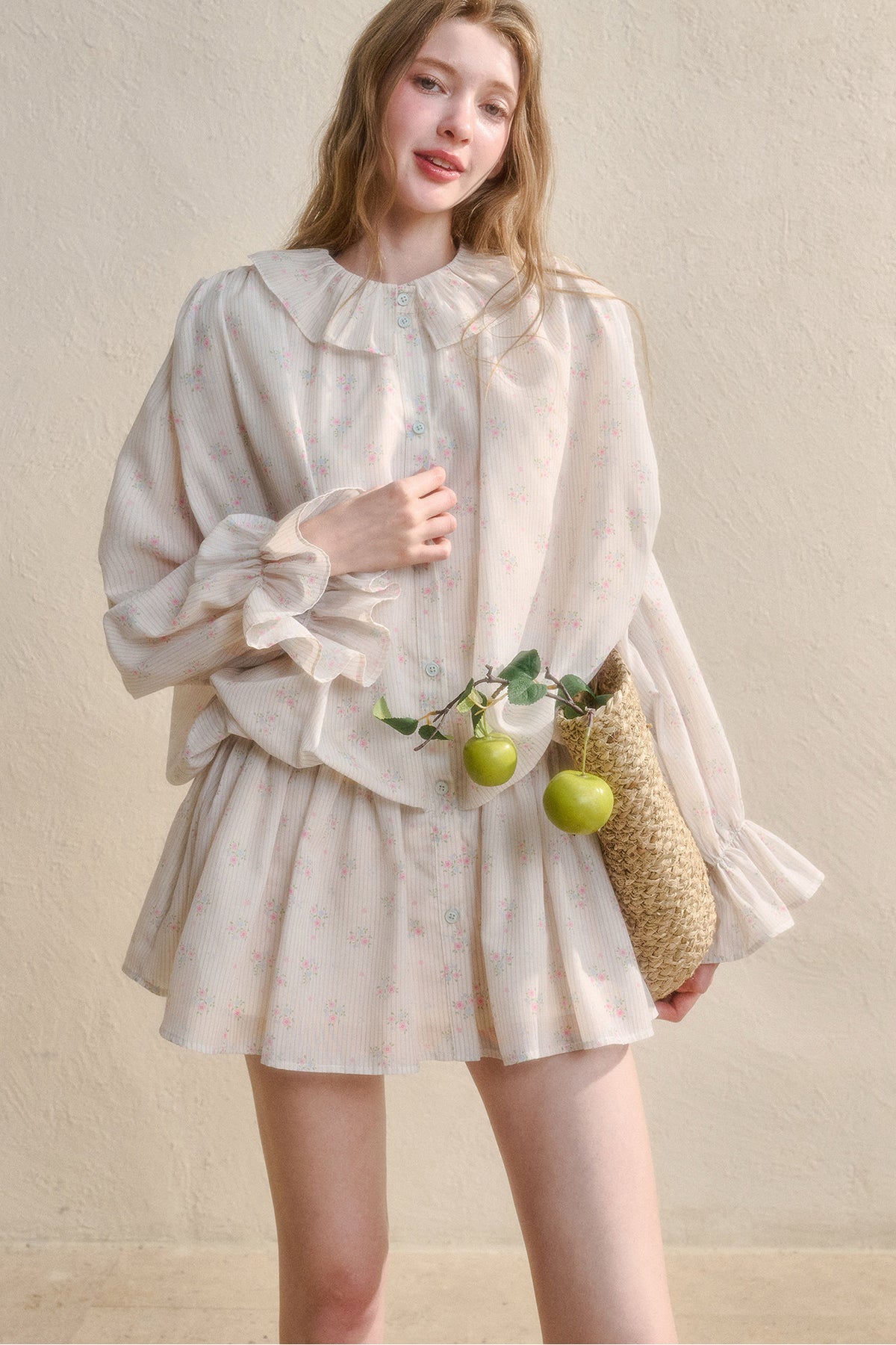 Floral Ruffle Shirt Dress