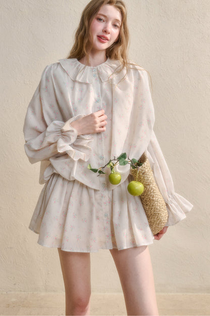 Floral Ruffle Shirt Dress