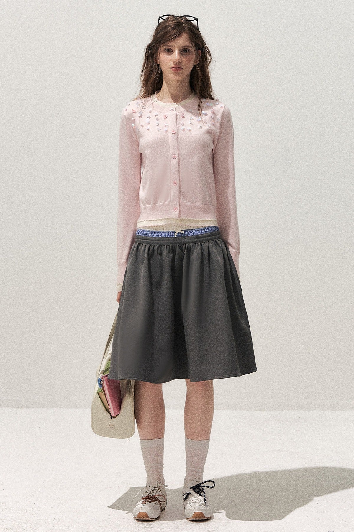 Spliced Waist A-Line Skirt