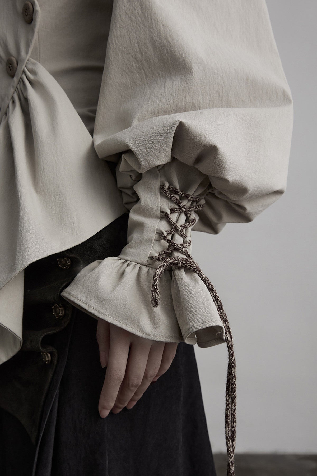 Asymmetrical Placket Deconstructed Pleated Shirt