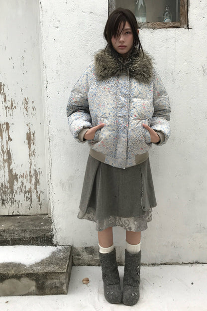 Asymmetrical Ruffled Baroque Leopard Print Wool Skirt