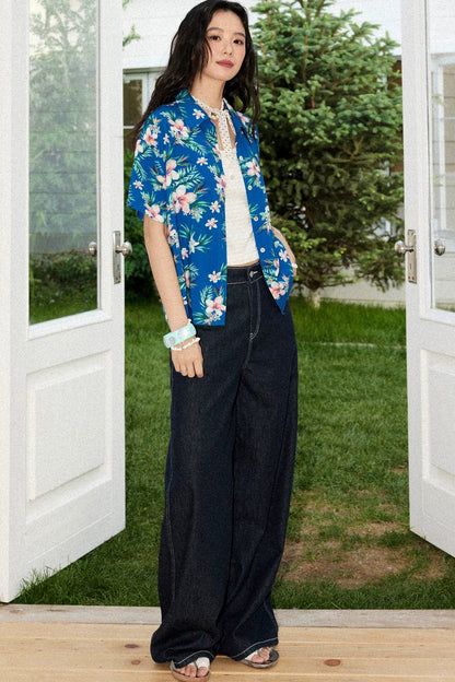 Bougainvillea Print Summer Blouse