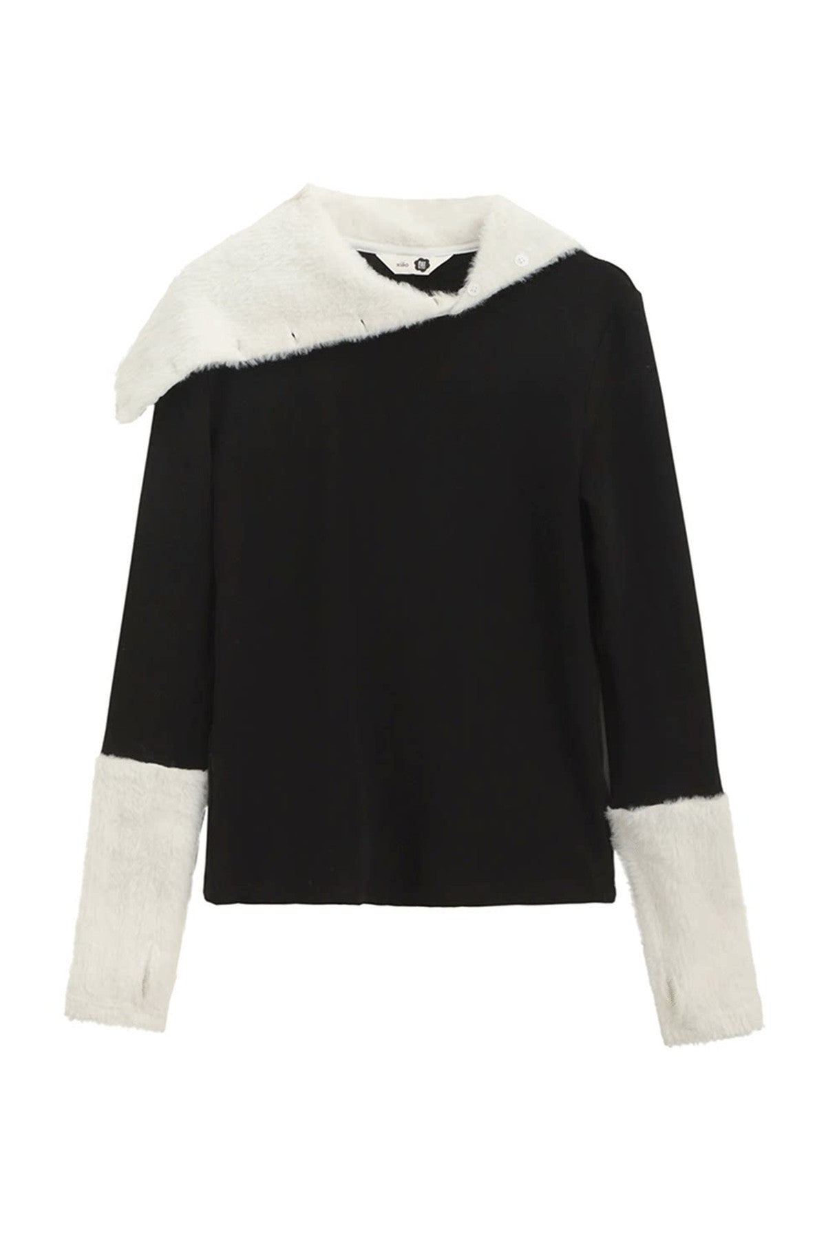 Slim Fit Plush Diagonal Lapel Knit Top