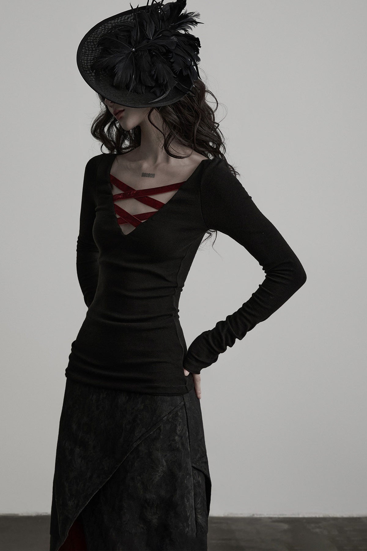 Red Velvet Cross-Tie Long Sleeve T-Shirt