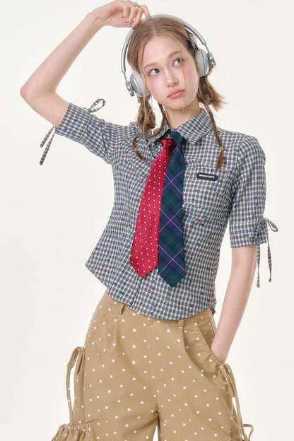 Retro Plaid Summer Blouse