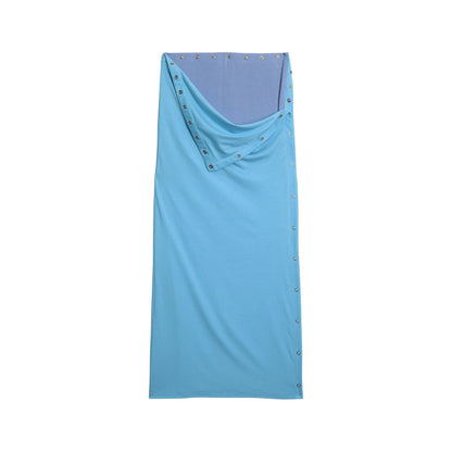 Retro Color-Block Lyocell Skirt