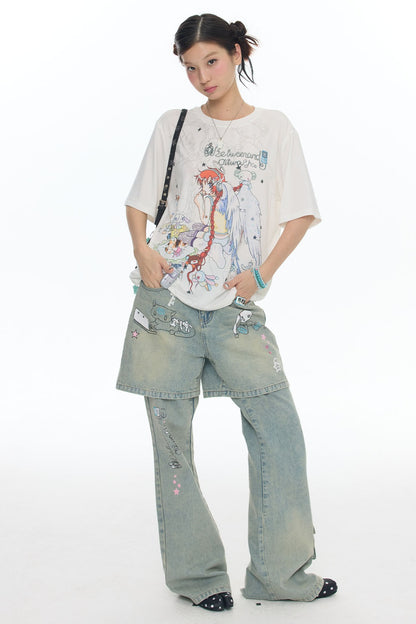 Two-Tone Frog Illustration T-Shirt