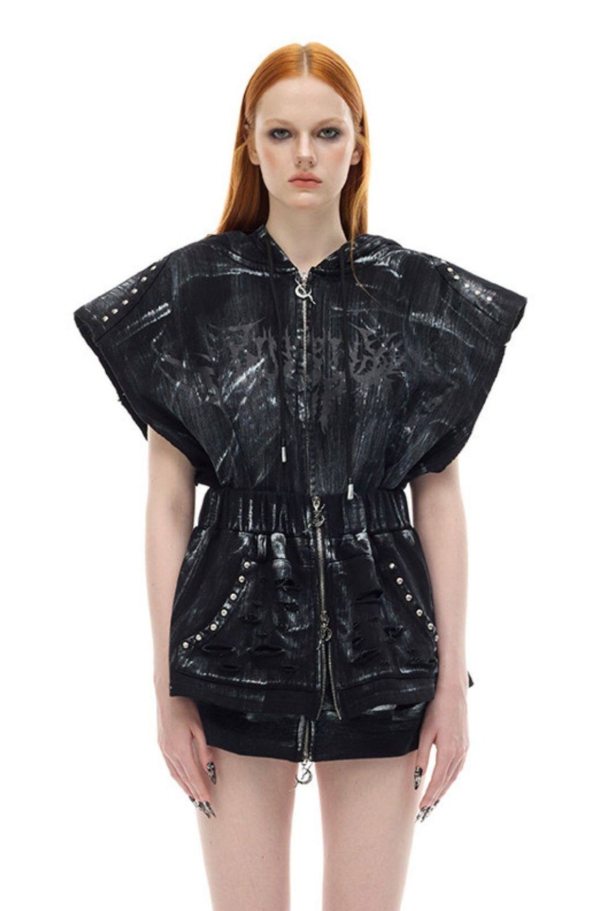 Cat Ear Studded Sleeveless Jacket Vest