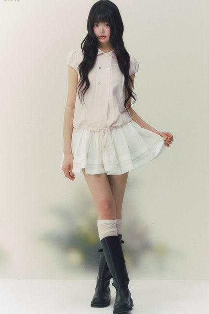Retro Slimming Short Sleeve Blouse