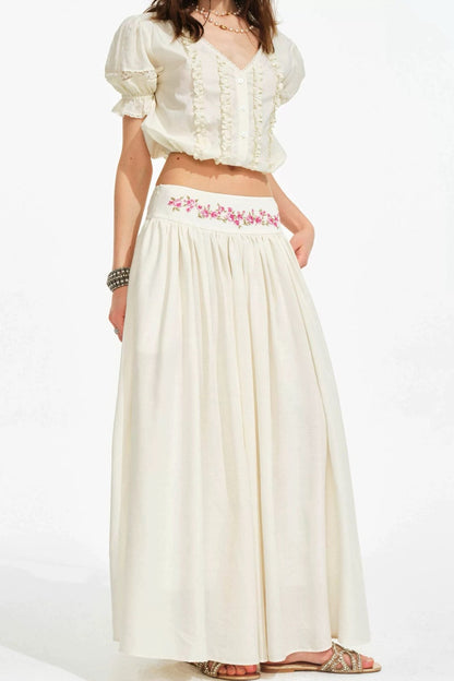 Rose Holiday Ramie Puff Sleeve Set-Up