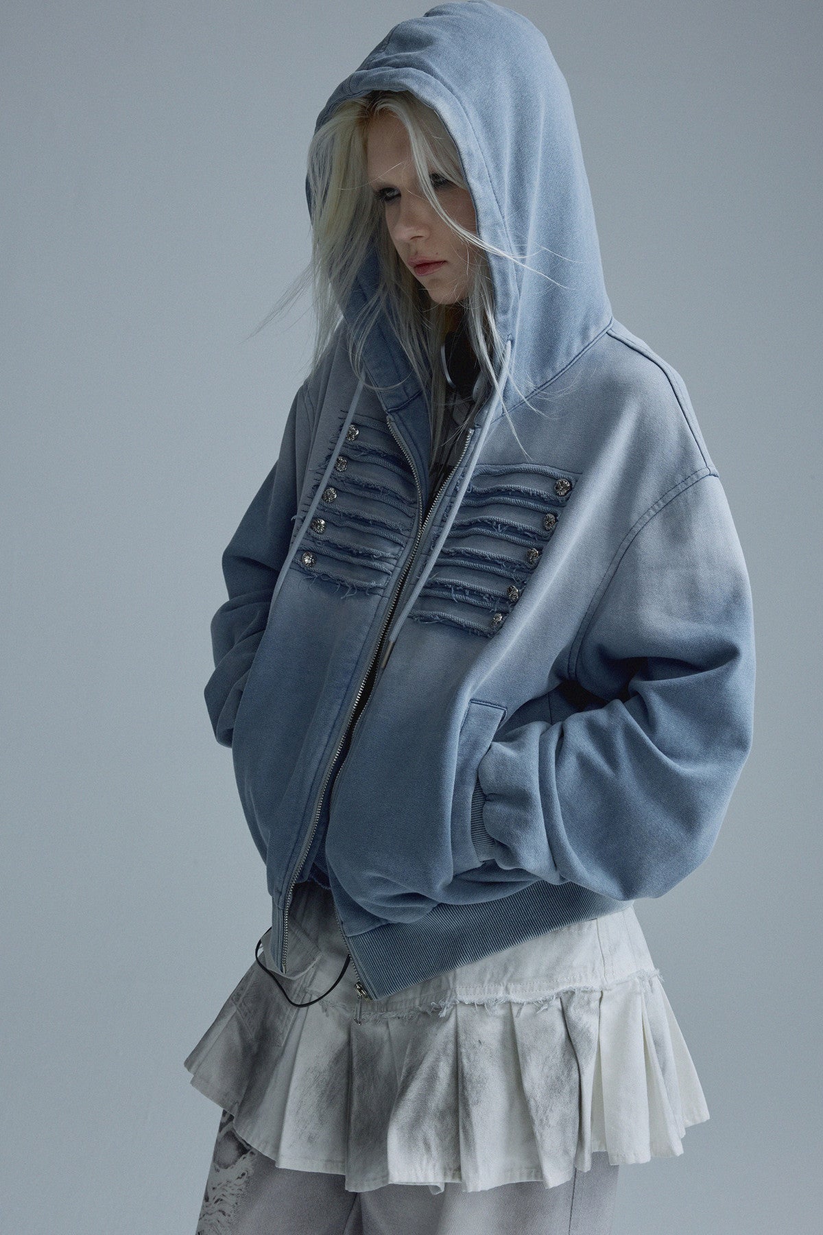 Distressed Gradient Washed Blue Jacket