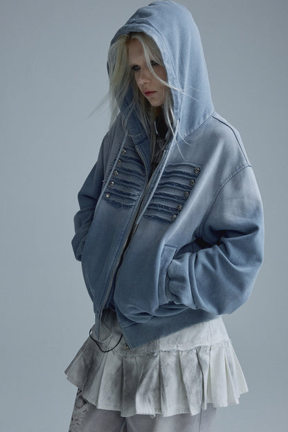 Distressed Gradient Washed Blue Jacket