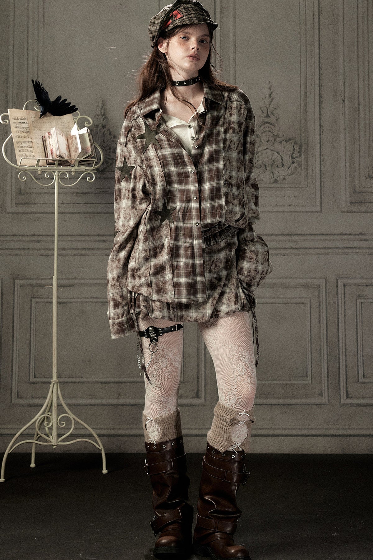 Coffee-Colored Plaid Shirt