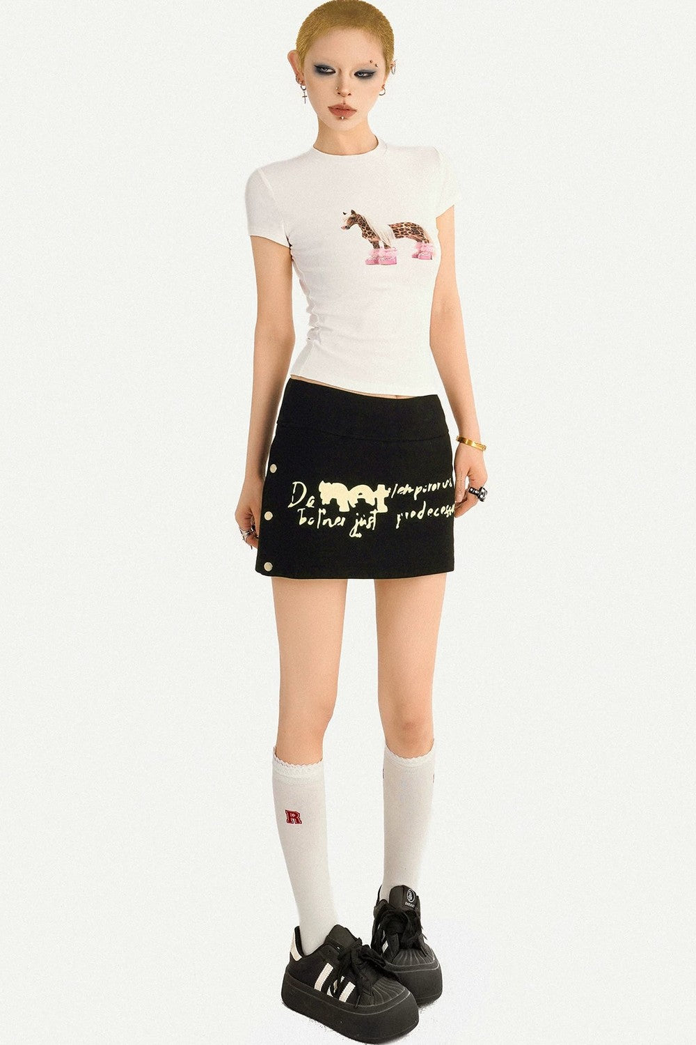 White Pony Print Slim Top