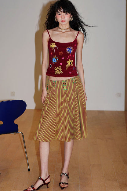 Colorful Rope Embroidery Camisole