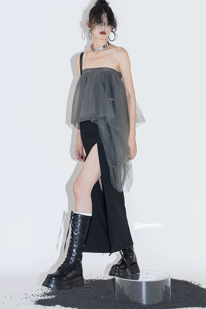 Layered Mesh Tube Top and Skirt Set-Up