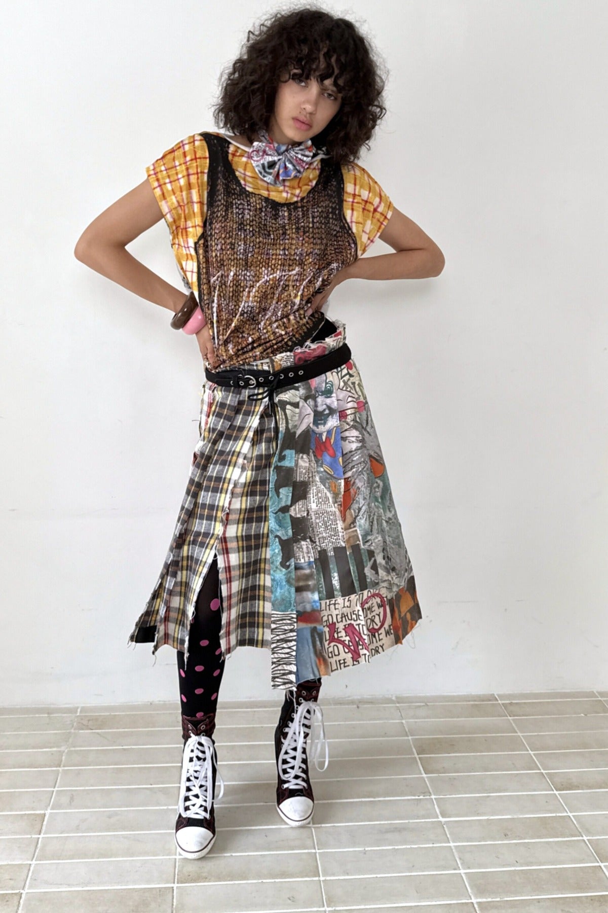 Reversible Draped Graffiti Canvas T-shirt