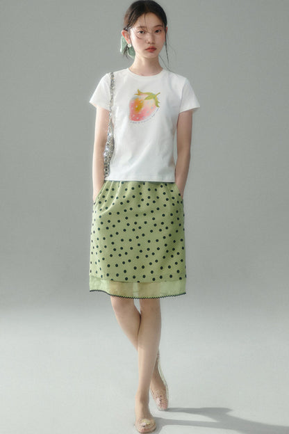 Green Polka Dot Mesh Skirt