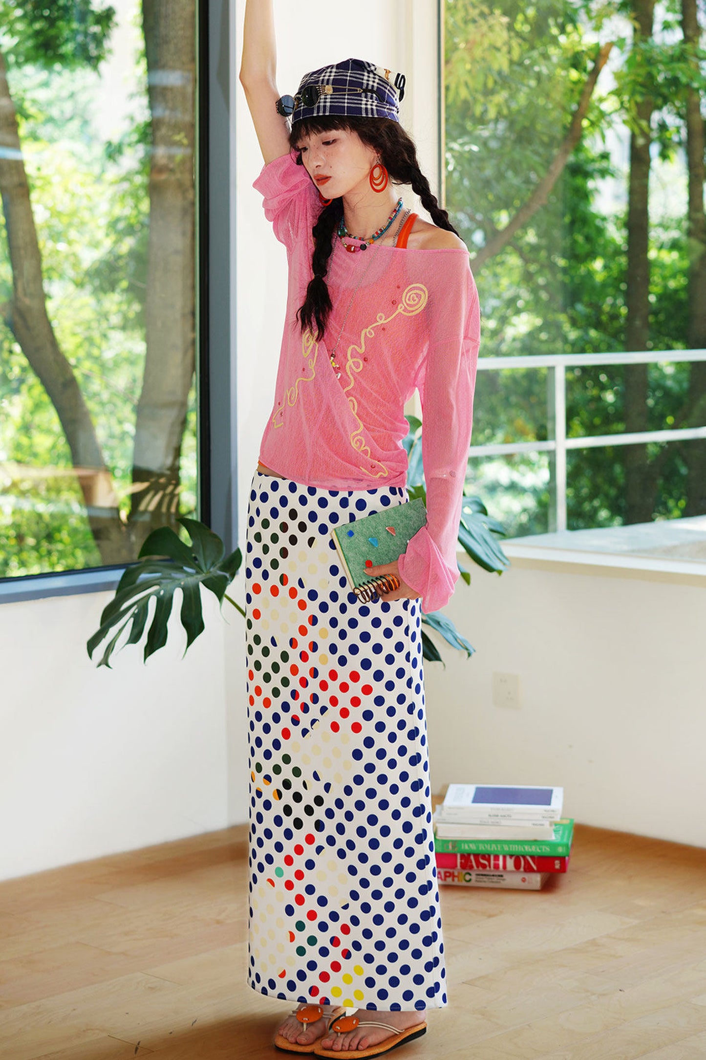 Textured Mesh Embroidery Top