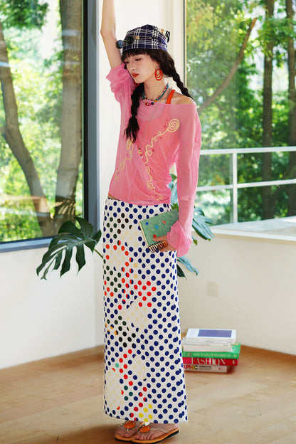 Textured Mesh Embroidery Top