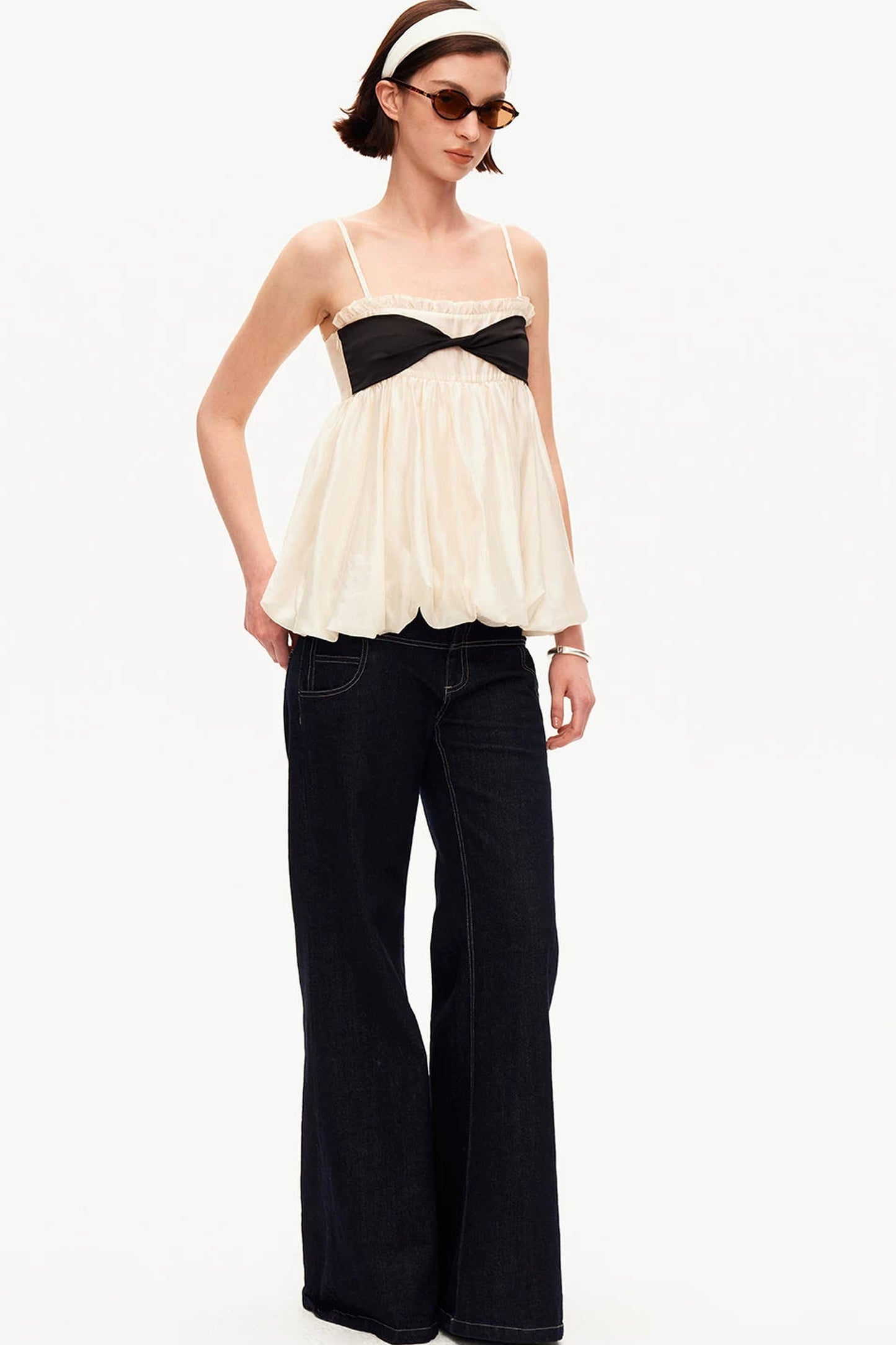 Tencel Knotted Strap Ruffle Tube Top