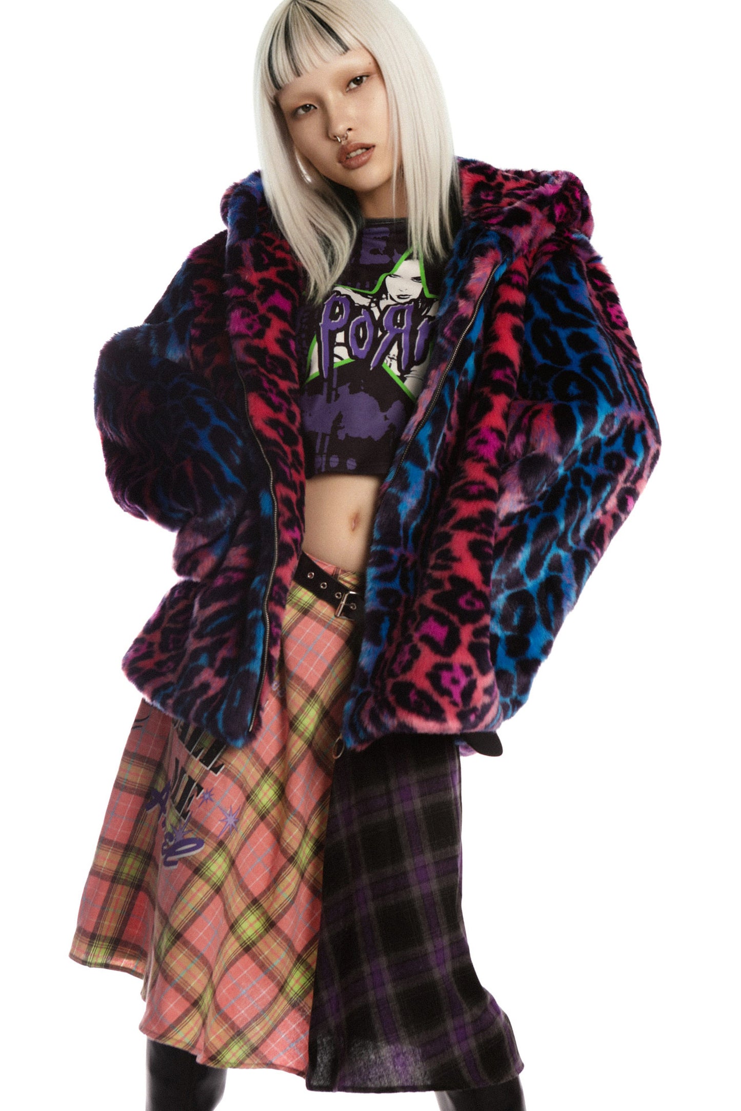 Leopard Print Fur Hooded Jacket