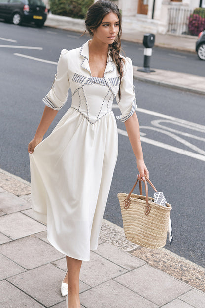 Striped Bow Layered-Look Dress, Top and Skirt Set -Up