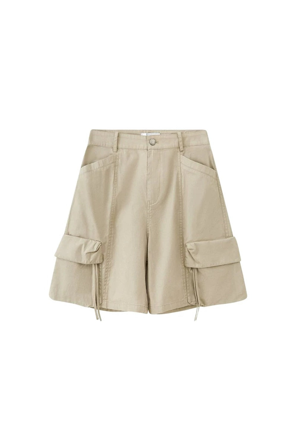 Khaki Washed Multi-Pocket Shorts