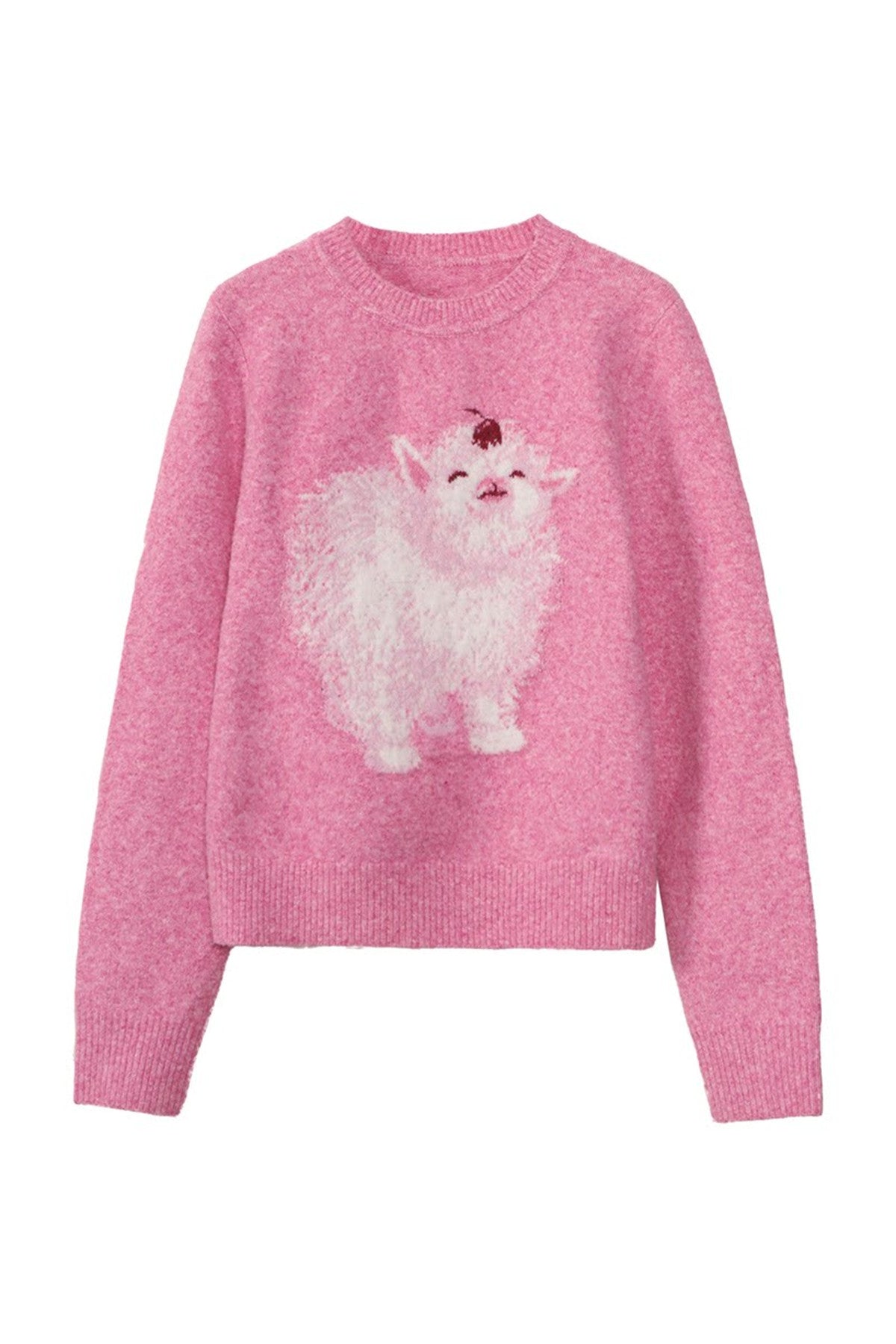 Cherry Lamb Jacquard Wool Blend Sweater