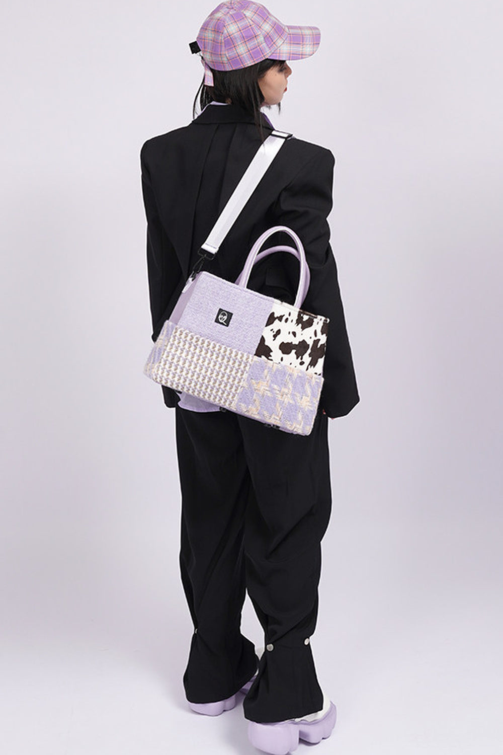 Y2K Leather Contrast Tote Bag