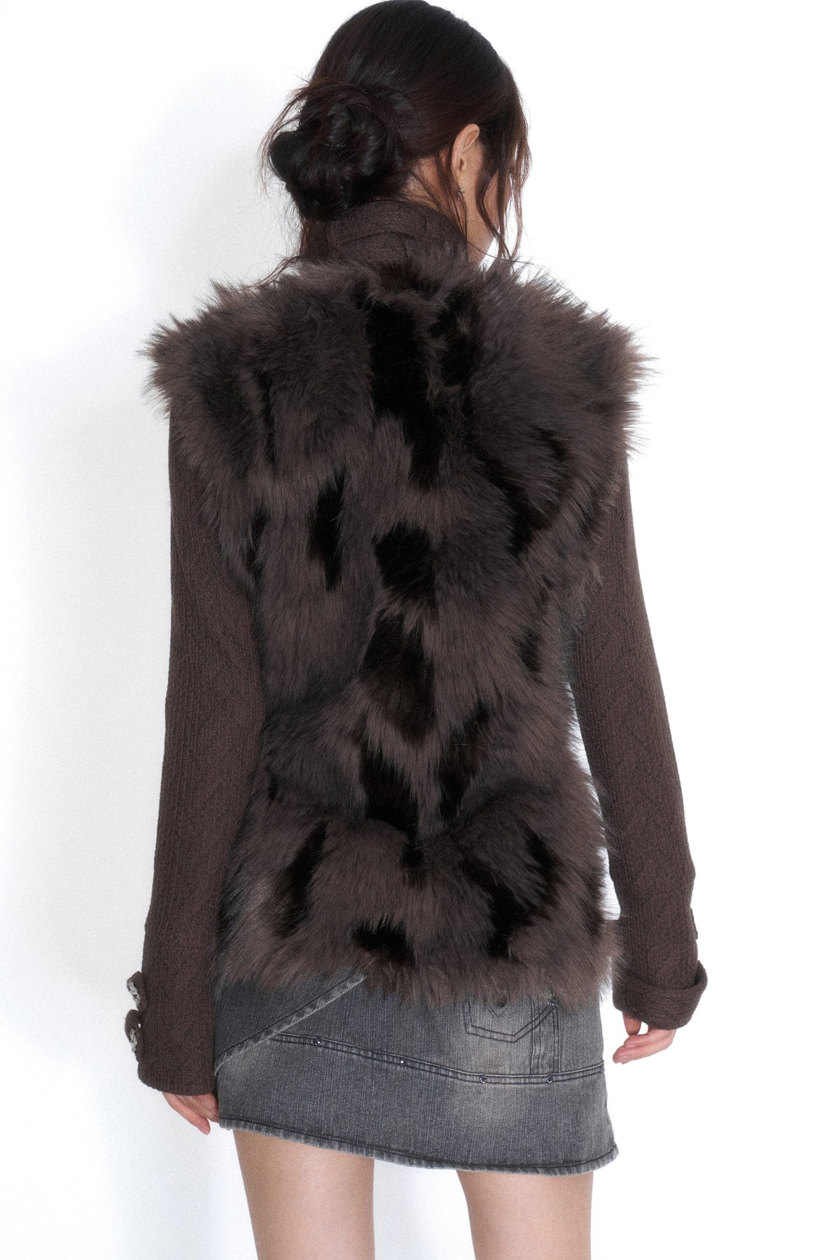Plüschjacke mit Stehkragen und zwei Schnallen