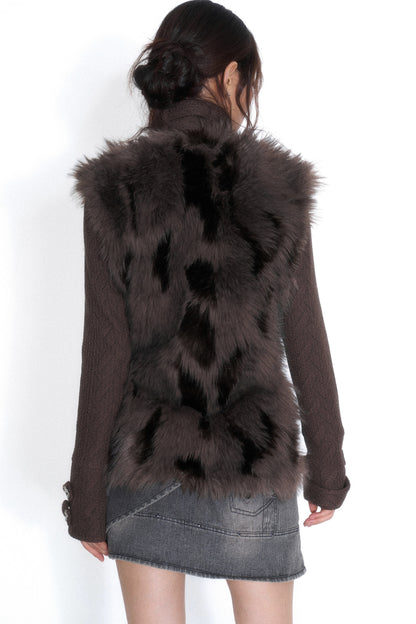 Plüschjacke mit Stehkragen und zwei Schnallen